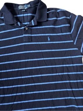 Polo Ralph Lauren Men’s Blue Striped Casual Classic Polo Shirt | XXL